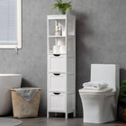 Kleankin Narrow Freestanding Bathroom Linen Tower Cabinet - White-Constructed of MDF for solid construction    