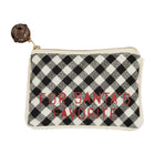 Mudpie Check Gift Pouch - For Santas Favourite (41180031V)-Zipper pouch with jingle bell pull or check flannel front pocket and kraft gift tag.