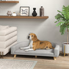PawHut Dog Sofa with Washable Cover and Anti-slip Foot Pads - Grey-Removable sofa and cover simplifies cleaning and maintenance for pet owners 