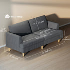HOMCOM 74" 3 Seater Sofa with Thick Spring Cushions - Dark Grey-Includes felt foot pads to protect floors and prevent slipping