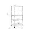 Seville Classics 5-Tier NSF Steel Wire Shelving Rack with Wheels - 72" H x 36" W x 24" D-5-tier heavy-duty steel wire shelves, height adjustable at 1" increments