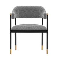 Manhattan Comfort Lia 24.8" Modern Chenille Upholstered Dining Armchair - Grey-Modern Dining Chair for Dining Room and Task Chair Usage