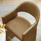 Modway Talia 41" Vegan Leather Bar Stool - Toast-Wide Angular Armrests