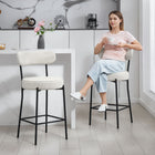 HOMCOM 27" Counter Height Bar Stools - Cream White - 2 Pack-Robust steel legs with adjustable foot pads keep stools steady on any surface
