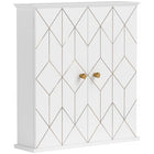 HOMCOM Bathroom Wall Cabinet with 2 Doors, Adjustable Shelf - White-Gold line design enhances the aesthetic with a quality, delicate touch