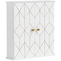 HOMCOM Bathroom Wall Cabinet with 2 Doors, Adjustable Shelf - White-Gold line design enhances the aesthetic with a quality, delicate touch
