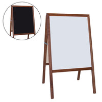 Flipside Stained Marquee Easel with White Dry Erase/Black Chalkboard - 42" H x 24" W-Ideal for announcements, sales and specials, menus, and much more
