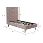Manhattan Comfort Crosby 81.1" Modern Velvet Upholstered Twin-Size Bed - Blush-Features a Chevron Style Weave Stitched Headboard