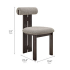 Modway Torian Boucle Fabric Dining Chair - Wenge Taupe - Set of 2-Rubberwood Frame