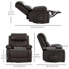 HOMCOM Manual Recliner with Vibration Massage - Brown-PU leather is easy to clean