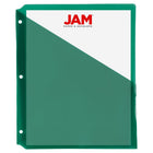JAM Paper Plastic Binder Pockets - 11 3/16 x 9 1/4 - Green - 6 Pack-Size: 9.25 x 11.2 inches