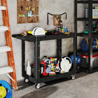 HOMCOM 2-Tier Rolling Tool Cart with Wheels-Side handle and wheels enhance mobility, brakes ensure stability