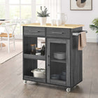 Modway Culinary Kitchen Cart With Towel Bar - Charcoal Natural-Particleboard and Paper Laminate