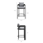 Modway Tahoe Outdoor Patio Aluminum Bar Chair - 44.5" - Grey-Powder-Coated Finish