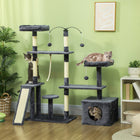 PawHut 53" Cat Tree Tower with Scratching Posts, Condo and Beds - Dark Grey-Includes scratching posts and ramp for natural clawing instincts 