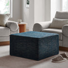 Modway Callum Large 28" Square Woven Heathered Fabric Upholstered Ottoman - Heathered Weave/Azure-Plastic Legs
