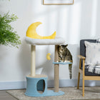 PawHut 41" Moon Cat Tree for Indoor with Teddy Fleece Star - Blue-Covered with soft teddy fleece fabric, your cats will love this feline-friendly touching 