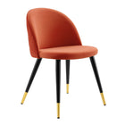 Modway Cordial Performance Velvet Dining Chairs - Orange - 2 Pack-Non-Marking Foot Caps