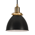 Hudson&Canal Madison 8" Wide Pendant with Metal Shade - Black/Brass/Black-Paired with a black dome metal shade