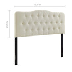 Modway Annabel Upholstered Fabric Queen Headboard - Ivory-Deep inset buttons