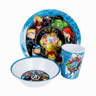 Danawares Marvel Avengers Melamine Dinnerware 3-Piece Set-Colourful artwork featuring the Avengers covers the dishes. Made of durable melamine, these are completely BPA-free and can be washed in the dishwasher