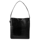 Gry Mattr Vegan Leather Bag - Black Croc-Black textured croc exterior