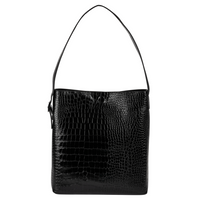 Gry Mattr Vegan Leather Bag - Black Croc-Black textured croc exterior