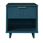 Manhattan Comfort Granville 18.11" Modern 1-Drawer Nightstand - Midnight Blue-Modern- Contemporary with a taste of Glam - Nightstand for Bedroom and Living Room Use