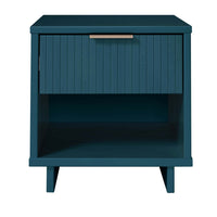 Manhattan Comfort Granville 18.11" Modern 1-Drawer Nightstand - Midnight Blue-Modern- Contemporary with a taste of Glam - Nightstand for Bedroom and Living Room Use