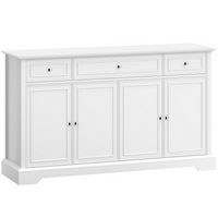 HOMCOM 54" Modern Sideboard Buffet Cabinet with Soft-Close Doors & Drawers - White-Flexible zoned storage eliminates clutter with spacious cabinets and drawers