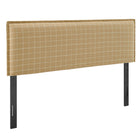Modway Camille Checkered Linen Blend Full Size Headboard - Hemp Windowpane Check-Woven Linen and Cotton Blend with Plaid Pattern
