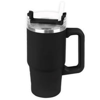 Link Products Double Wall Tumbler with Plastic Straw - Black-Tumbler-Black
