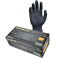 Ronco Sentron Nitrile Gloves - Black - Extra large - 100 Pack-Black