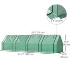 Outsunny 12' x 3' x 3' Portable Mini Greenhouse - Green- Roll-up zippered 4 doors allow for easy access and air ventilation
 