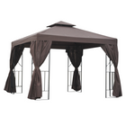 Outsunny 10 ft W x 10 ft L Outdoor Patio Garden Gazebo Canopy Shelter - Brown-Constructed with the rust resistant metal frame covered with the UV resistant canopy