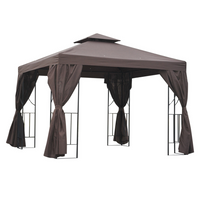 Outsunny 10 ft W x 10 ft L Outdoor Patio Garden Gazebo Canopy Shelter - Brown-Constructed with the rust resistant metal frame covered with the UV resistant canopy