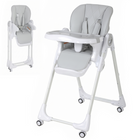 Qaba High Chair with Adjustable Seat Height - Backrest - Footrest - Tray-Padded with soft sponge and secured by a five-point harness for safety
