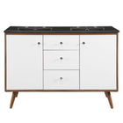 Modway Transmit 48" Double Sink Bathroom Vanity - Walnut/Black-Mid-Century Modern Vanity