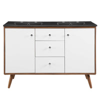 Modway Transmit 48" Double Sink Bathroom Vanity - Walnut/Black-Mid-Century Modern Vanity