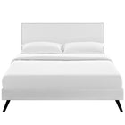 Modway Macie Vinyl Full Platform Bed with Round Splayed Legs - White-Mounts in Four Locations