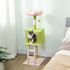 PawHut 48" Flower Cat Tree Tower with Flower Perch - Green-Chic flower design in macaron colors enhances your home's decor 