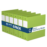 Davis Group Premium Economy Binder - Round Ring - 3" - Lime Green - 6 Pack-3 Ring Binder