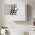HOMCOM Farmhouse Bathroom Wall Cabinet with Adjustable Shelf - White-Three-level adjustable shelf easily accommodates items of different heights