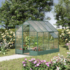 Outsunny 8' x 6' x 7' Polycarbonate Greenhouse with Raised Garden Bed and Temperature Controlled Window- Temperature-controlled window for optimal ventilation
 