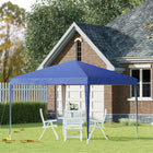 Outsunny 10 ft W x 10 ft L Folding Pop Up Tent Canopy Outdoor Gazebo - Blue-4 pull ropes and 8 ground nails ensure stable fixation on ground