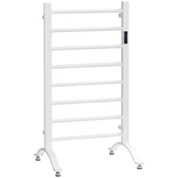 HOMCOM 8-Bar Electric Towel Warmer with Built-in Timer Led Indicators - White-Use it as a wall-mounted or freestanding towel rack for more flexibility