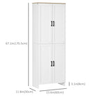HOMCOM 67" H 4-Door Kitchen Pantry Cabinet with Adjustable Shelves - White-4 doors to keep items stay safe and dust-free, and with metal handles for easy opening and closing 