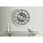Monarch Specialties Clocks 30" Round Oversized Wall Clock - White -The high quality white plastic frame and easy to read, black roman numeric display under a glass surface, offers modern quartz movement for accurate timekeeping