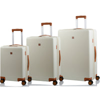 Champs Vintage Muse 3-Piece Luggage Set - Ivory/Tan-Expansion on all cases