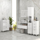 Kleankin Bathroom Storage Cabinet with Toilet Paper Holder - High Gloss White-Colour: High Gloss White